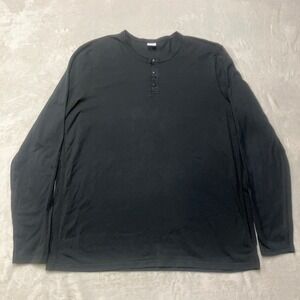 Reigning Champ Henley Shirt Men XXL Black Long Sleeve Cotton Made in Canada